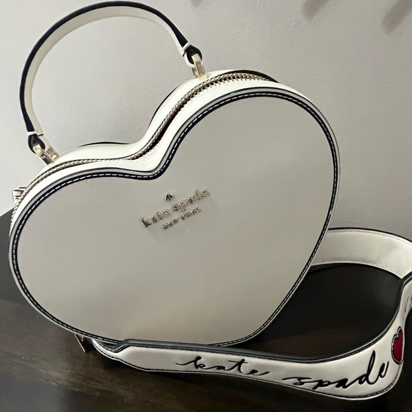 kate spade Handbags - Kate spade ♠️ white heart crossbody bag top handle satchel Leather guitar strap